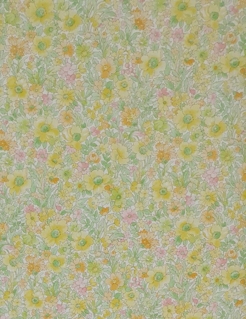 13668 Vintage bloemen behang met geel roze dessin swiet, Verzenden, Oranje