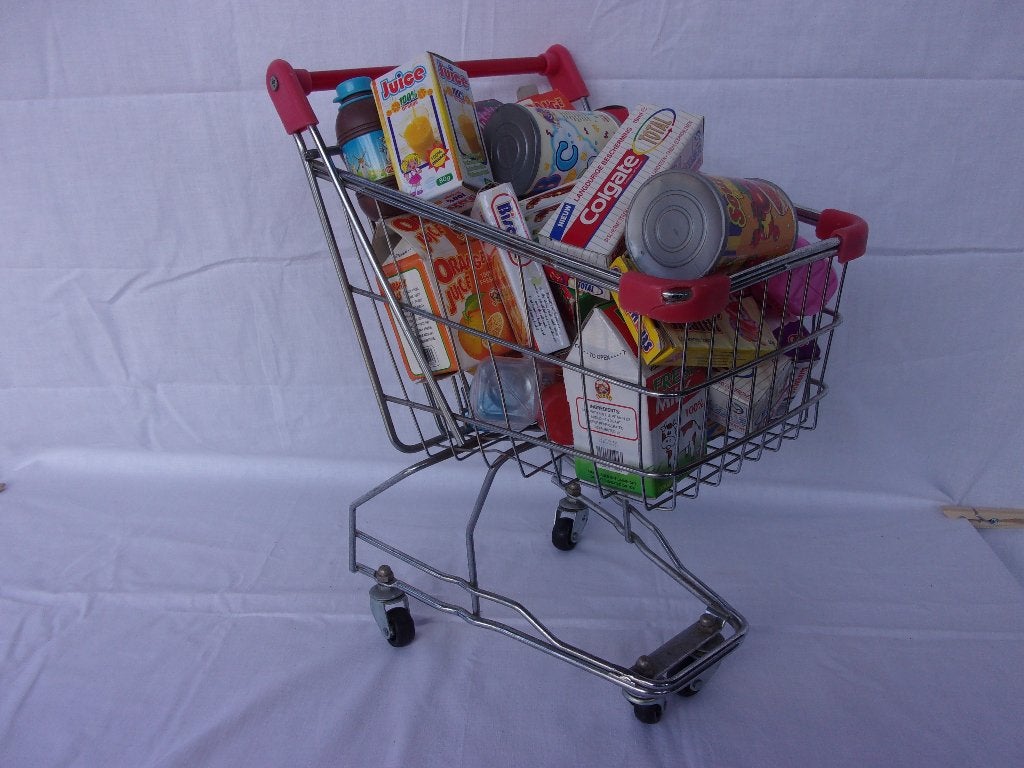 GROTE WINKELWAGEN + 2 KLEINE met BOODSCHAPPEN  (JAREN '50), Antiek en Kunst, Ophalen of Verzenden