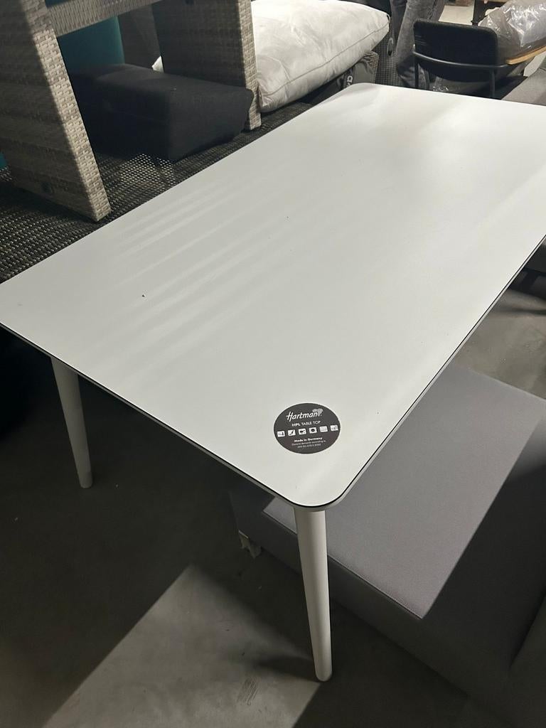 Hartman HPL Buiten Tafel Wit 170x100 cm, Tuin en Terras, Ophalen of Verzenden, Zo goed als nieuw, Rechthoekig, Overige materialen