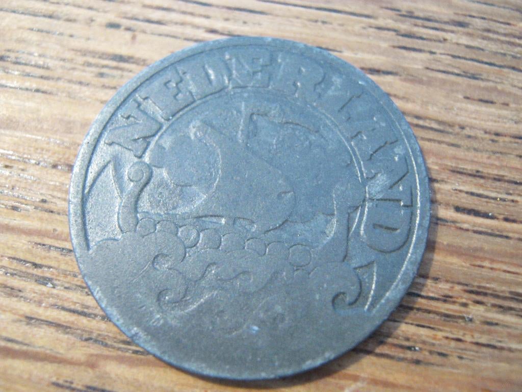 Oorlogsgeld WW2, zink Kwartje 1941, Duitse bezetting #457, Ophalen of Verzenden, Koningin Wilhelmina, 25 cent, Losse munt