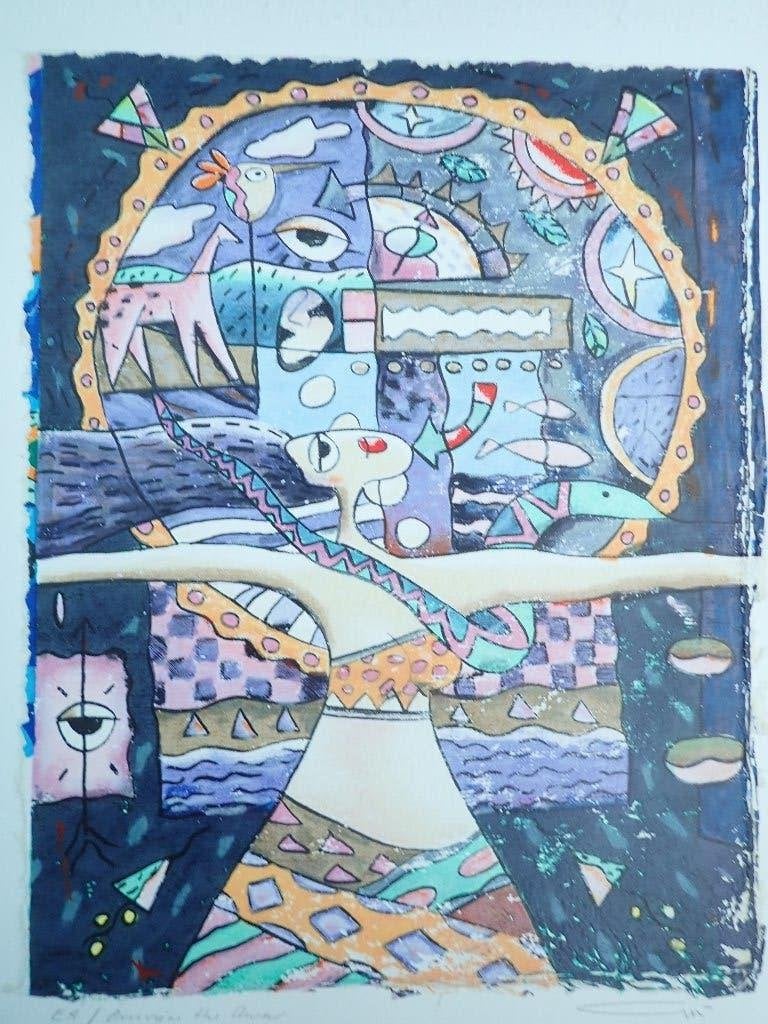 Wim Heesakkers (1950) zeefdruk over view the aura, Ophalen of Verzenden