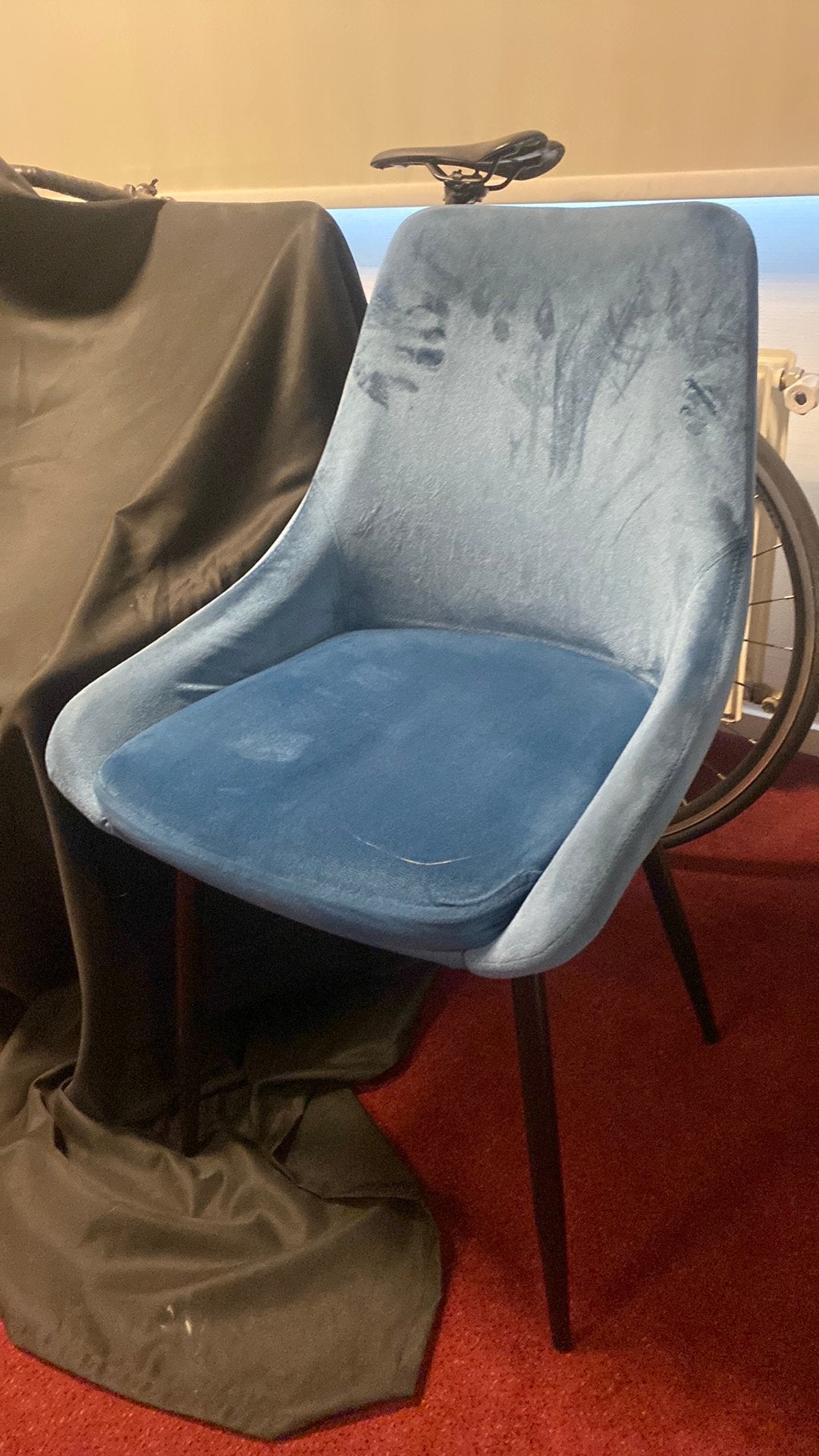 Blauwe Velvet Stoel 6x, Ophalen, Zo goed als nieuw, Blauw, Vijf, Zes of meer stoelen