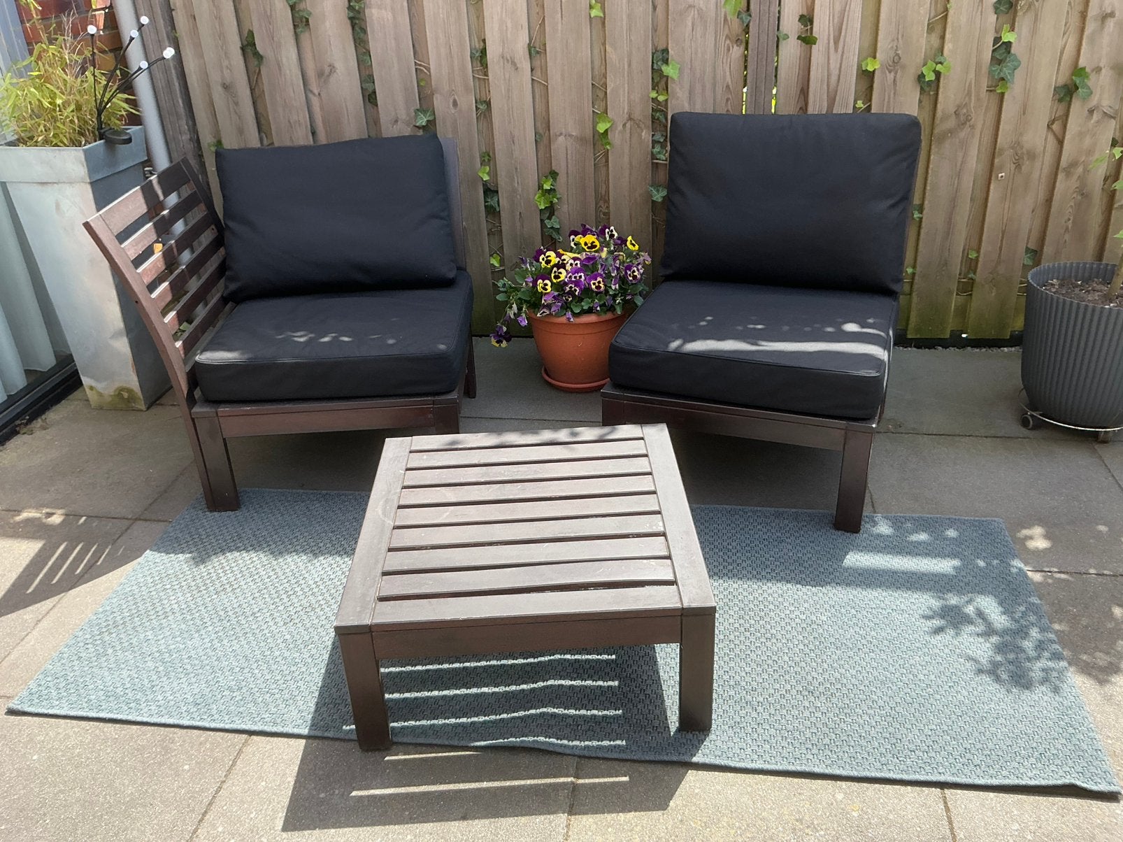 Ikea Äpplaro Tuinset- Complete loungeset met kussens., Ophalen, Gebruikt, Hout