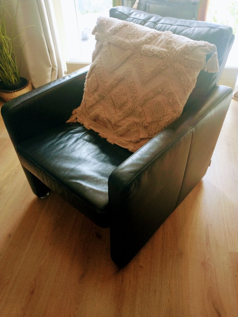Leren fauteuil, W. Schillig, Ophalen, Gebruikt, 50 tot 75 cm, Leer