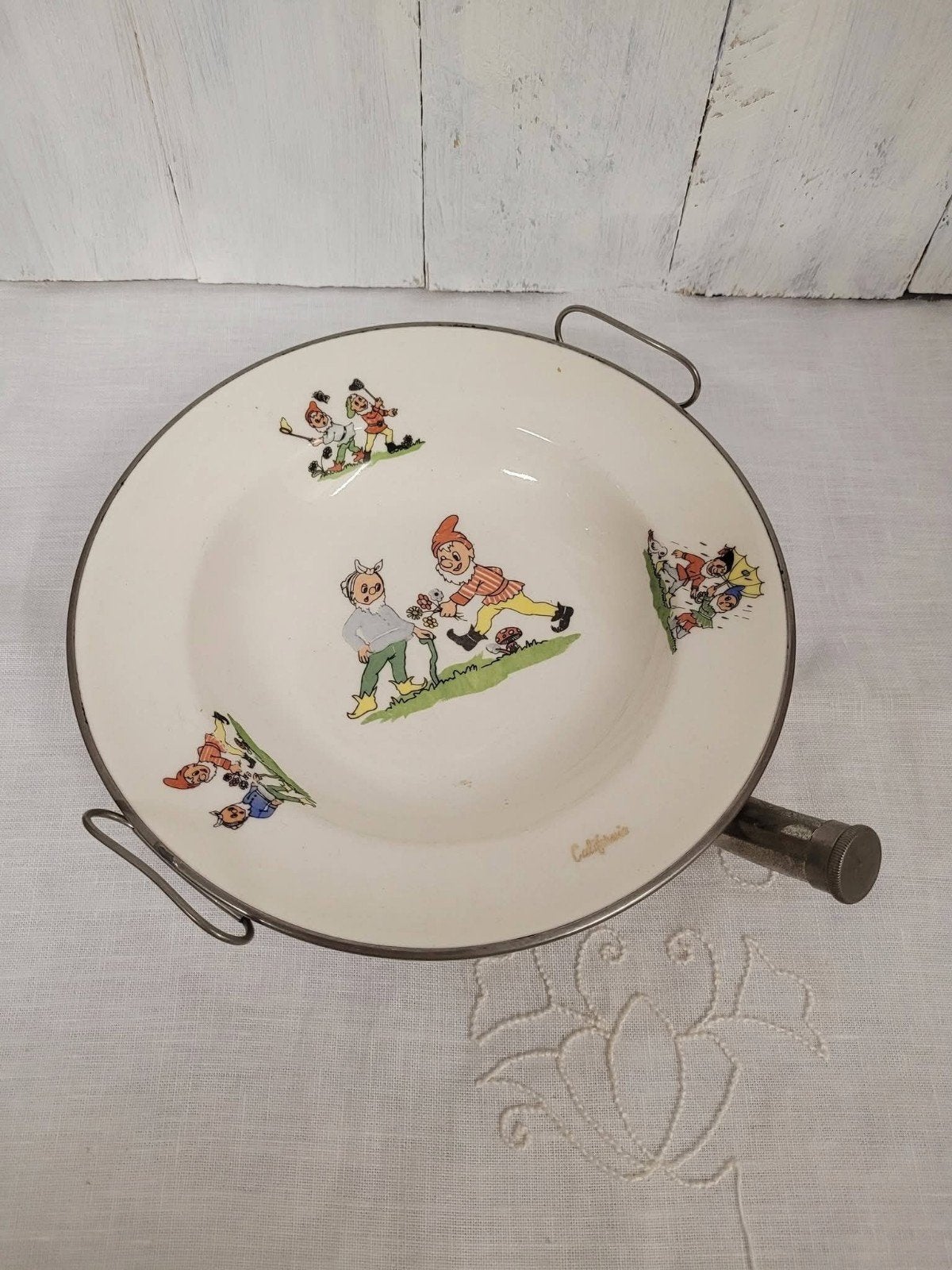 Vintage warmwaterbordje - kabouters - jaren 50-60 -, Ophalen of Verzenden