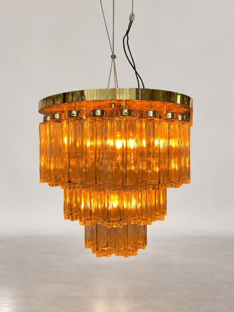 Glashütte kroonluchter/plafondlamp 60's/70's, Ophalen, 60's/70's, E27 (groot), Zo goed als nieuw