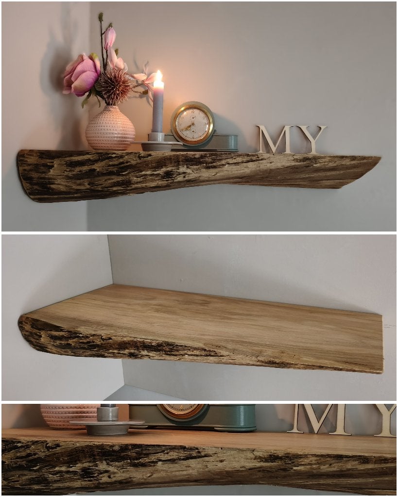 Zware diepe massief houten boomstam wandplank hoek 65cm #141, Houtatelier M.Y., Info@myhoutatelier.nl, Nieuw, Ophalen of Verzenden
