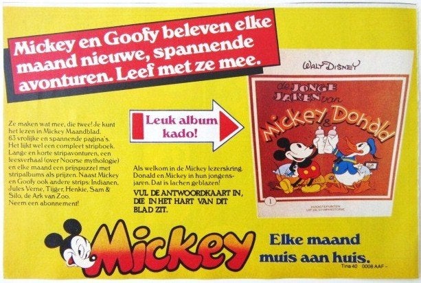 14 vintage advertenties reclames van Mickey blad 1976-80, Ophalen of Verzenden, Gebruikt, Overige typen