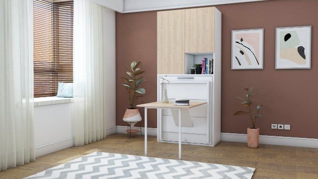 Bedkast opklapbed Capsule met tafel 100x200 nieuw, 100 cm, Eenpersoons, Verzenden, Nieuw