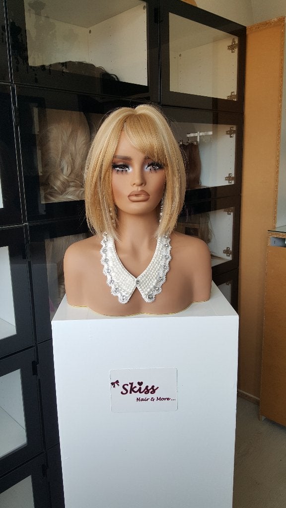 Pruik Pony/Lok: Gemixt Blond - Classy Boblijn - 35 cm, Ophalen of Verzenden, Nieuw, Pruik of Haarverlenging
