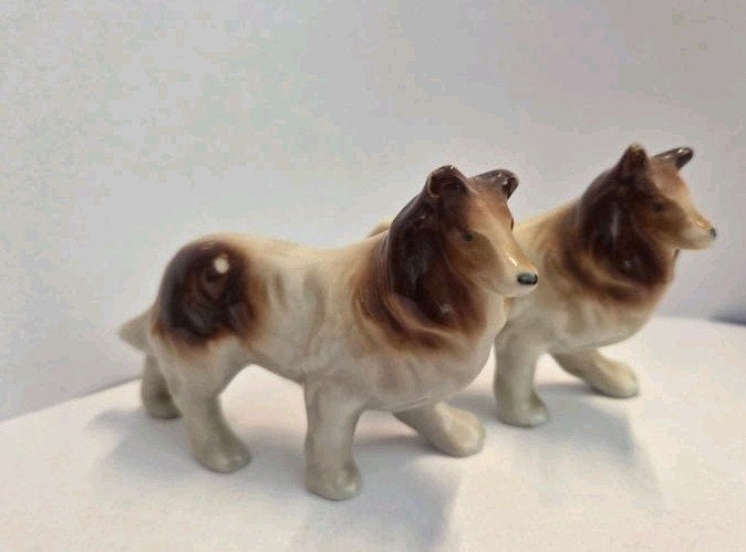 Vintage Beelden collie tweeling, Ophalen of Verzenden, Gebruikt, Dier