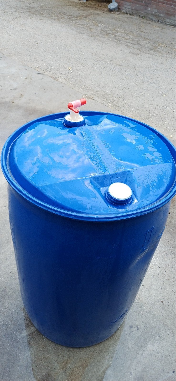 Blauw vat met kraantje, regenton - 200 liter, Tuin en Terras, Ophalen, Kunststof, Gebruikt, Met kraantje