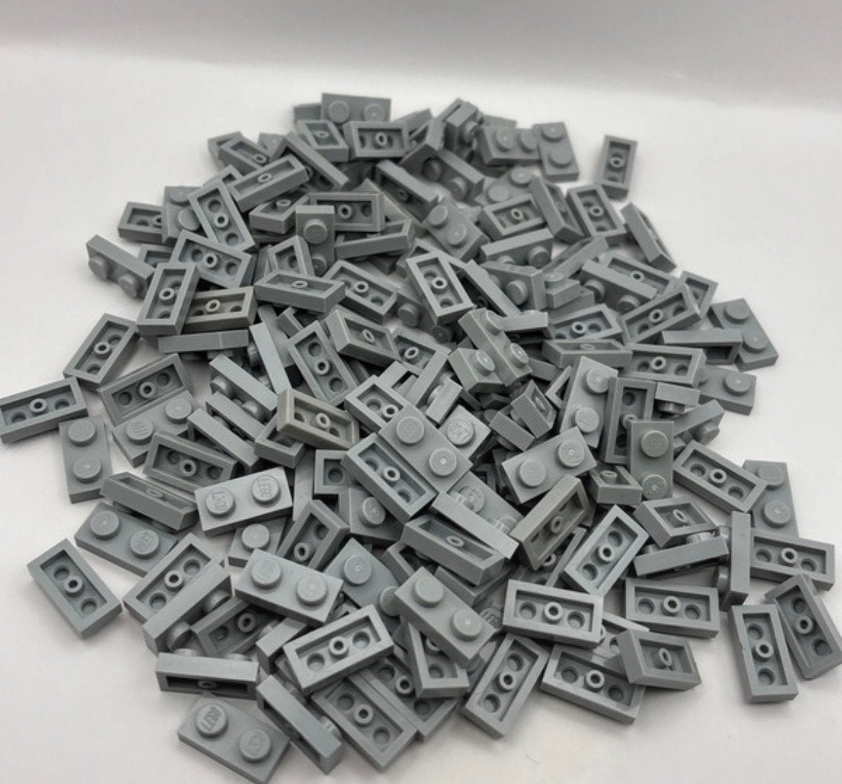 Lego platen 1x2 lichtgrijs - 175 stuks, Verzenden, Gebruikt, Losse stenen, Lego