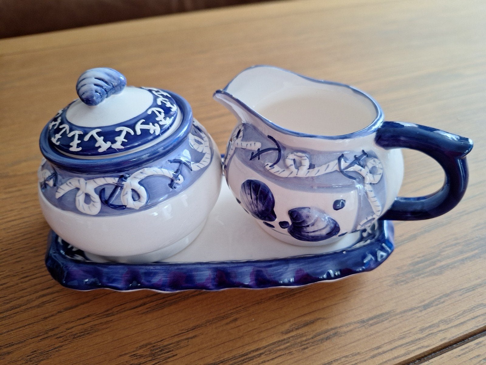 Roomstelletje wit/blauw NIEUW, Ophalen of Verzenden, Nieuw, Overige stijlen, Bord(en)