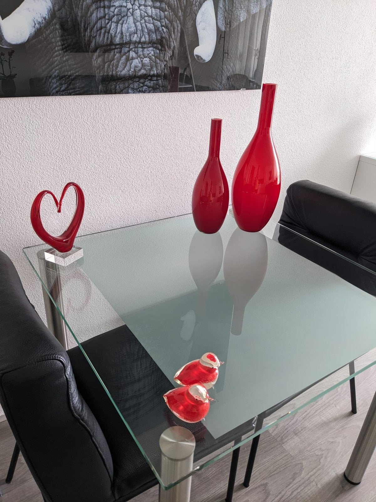 Set decoratief Leonardoglas, 5 stuks., Ophalen of Verzenden, Zo goed als nieuw, Rood, Glas