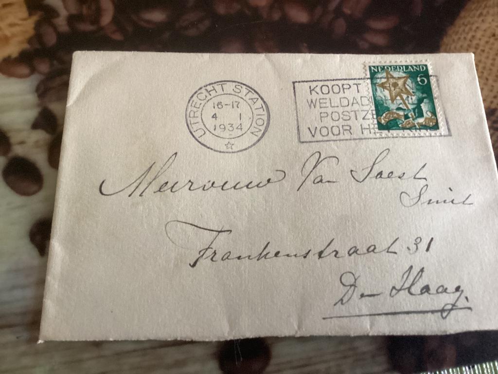No1720 Brief stempel koop thans weldadigheids postzegels voo, Ophalen, Beschreven, Nederland