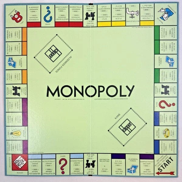 Monopoly Vintage Bordspel Parker Brothers Smeets & Schippers, Coolsingel 104, 3011 AG Rotterdam, Netherlands, Verzenden, Een of twee spelers