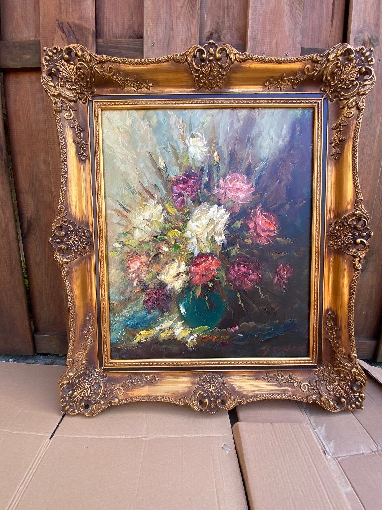 Prachtig bloemen stilleven G.J. Ernens, Antiek en Kunst, Kunst | Schilderijen | Klassiek, Ophalen of Verzenden, Olieverf, Bloemen