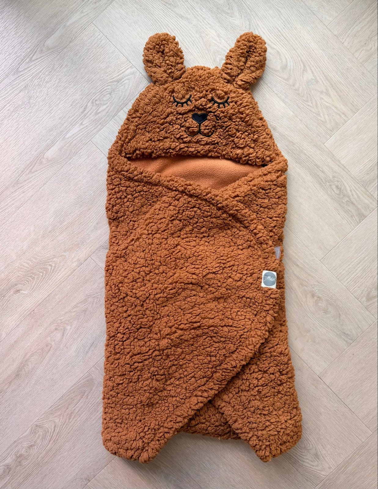 Jollein teddy wikkeldeken Bunny  – bruin, Bakerzak of Bakerdoek, Jollein, Ophalen of Verzenden, Zo goed als nieuw