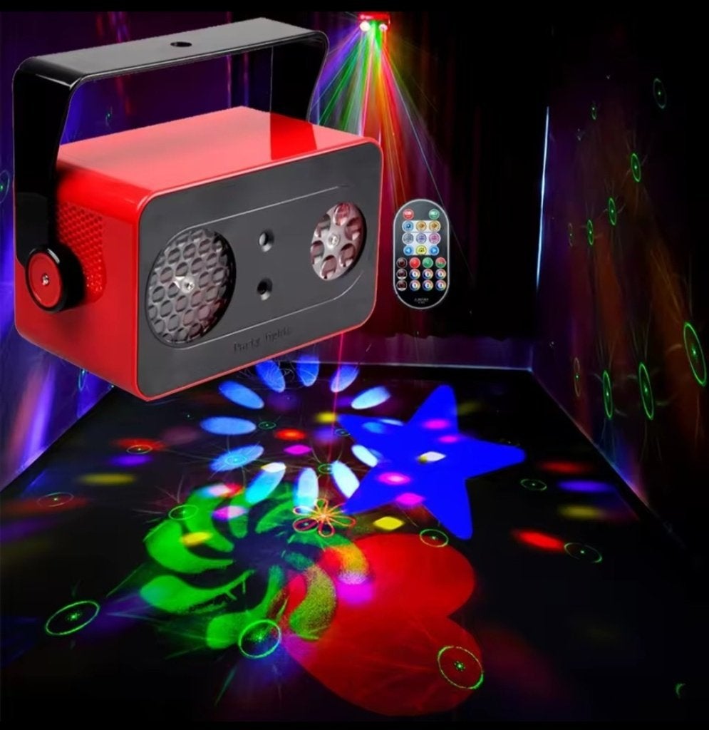 Oplaadbare Party Light met lasers, discobal, gobo projector, Muziek en Instrumenten, Ophalen of Verzenden, Nieuw, Licht, Geluidgestuurd