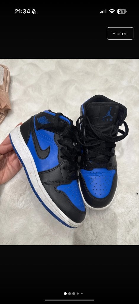 Jordans 1 BLAUW/ZWART maat 36,5, Nike Jordan, Verzenden, Blauw, Sneakers of Gympen
