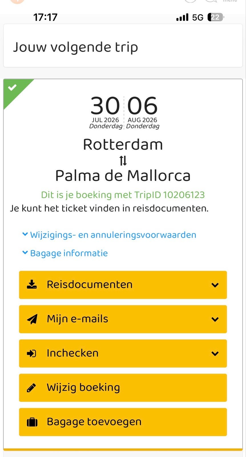 Doe een bod! Vliegticket mallorca 30 juli terug 6 augustus, Eén persoon, Algemeen kaartje, Buitenland, Vliegtuig