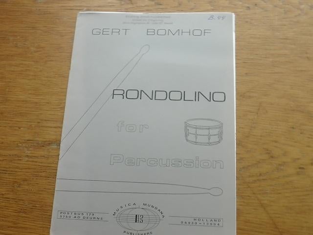 Gert bomhof - rondolino - for percussion, Gebruikt, Drums of Percussie, Les of Cursus, Ophalen of Verzenden