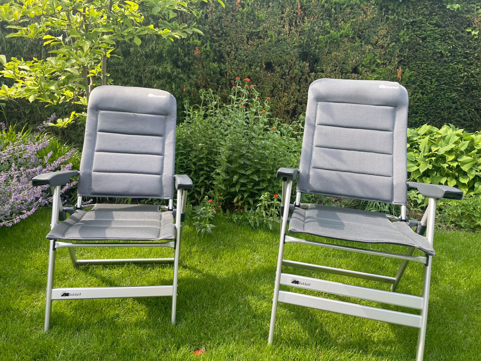 Set Dukdalf kampeer-/terrasstoelen, Caravans en Kamperen, Ophalen, Zo goed als nieuw, Campingstoel