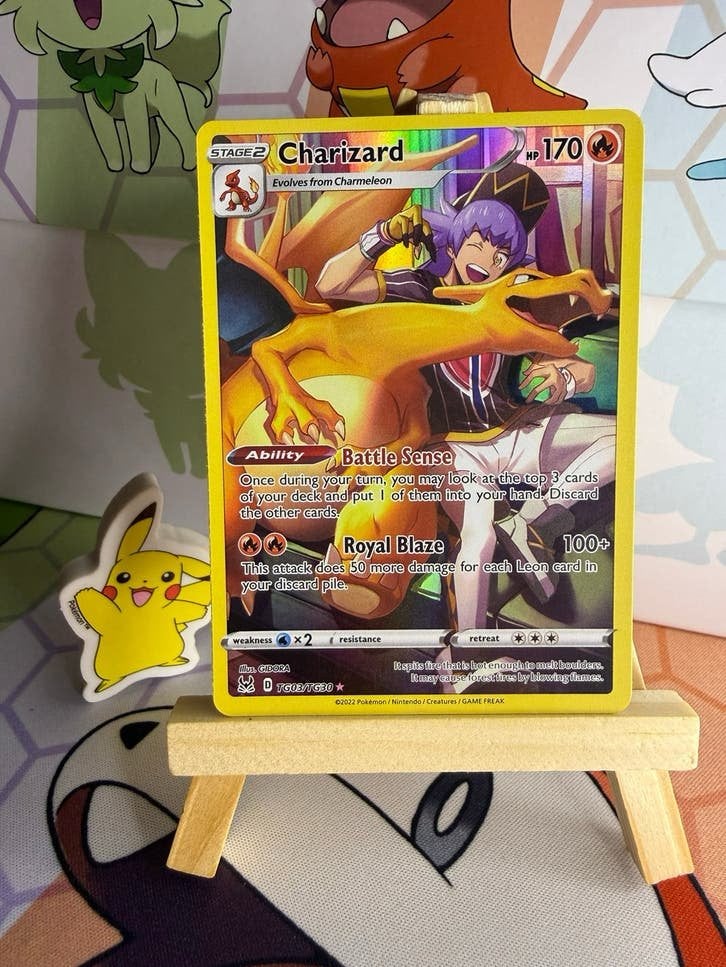 Charizard TG03/TG30 Swsh11: Lost Origin Trainer Gallery Holo, Ophalen of Verzenden, Zo goed als nieuw, Losse kaart, Foil