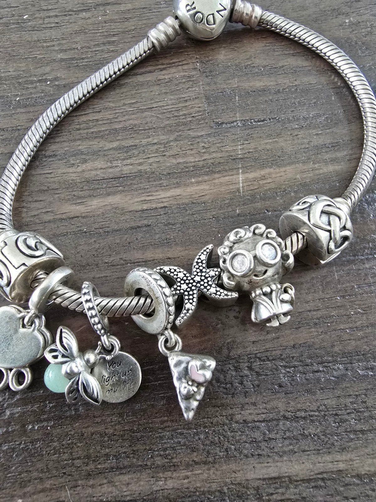 Pandora 925 zilveren armband + 7 bedels – ALE – 36,8 gram, Pandora, Ophalen of Verzenden, Zo goed als nieuw, 4 bedels of meer