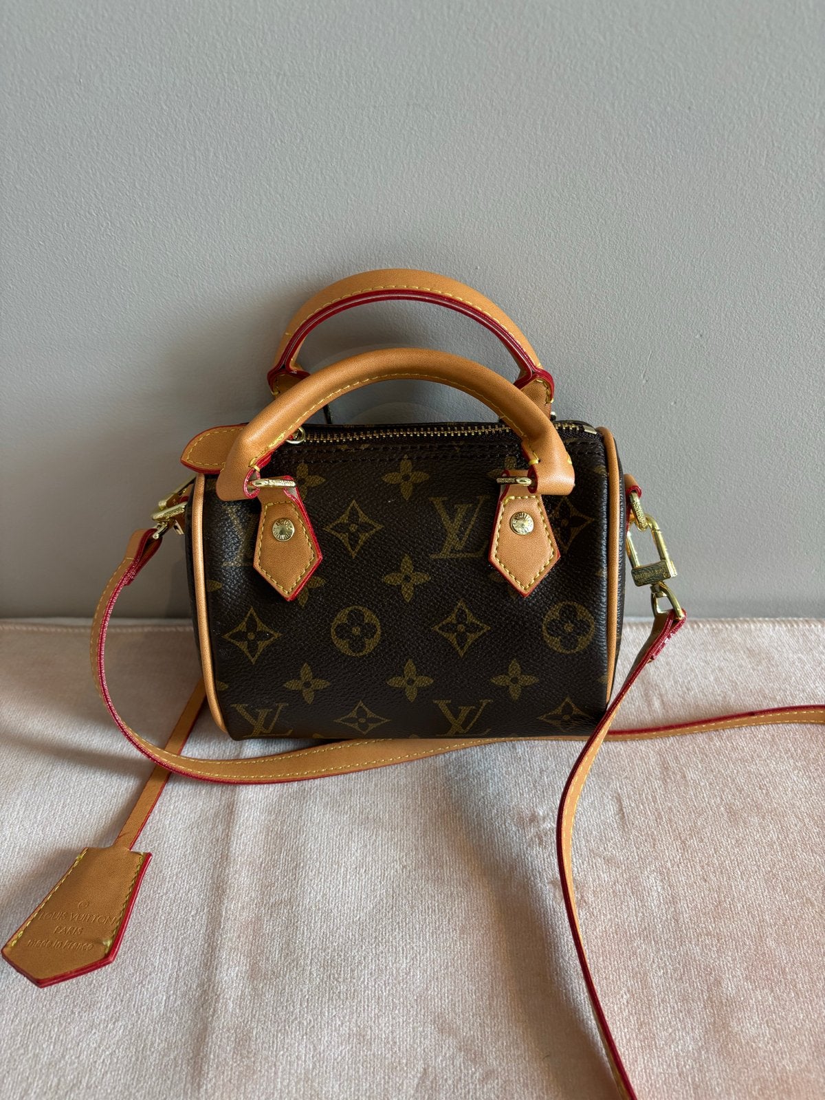 Louis Vuitton Speedy Nano Monogram Handtas, Verzenden, Zo goed als nieuw, Bruin, Handtas