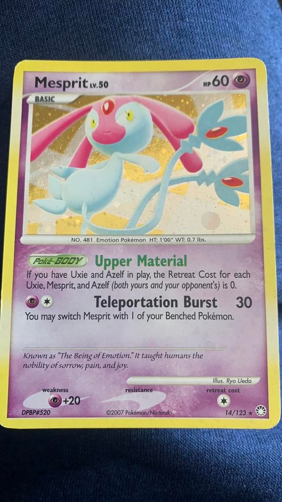 Mesprit Holo 14/123 MP Pokémon kaart, Ophalen of Verzenden, Zo goed als nieuw