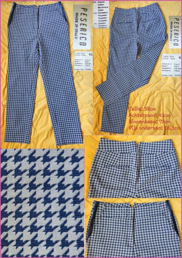 PESERICO IT prachtige grijs-blauwe retro broek maat 36 nieuw, Meerkleurig, Nieuw, Ophalen of Verzenden, Maat 36 (S)