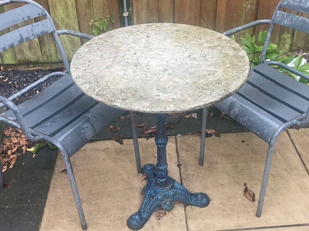 Gietijzeren tafel met marmeren blad, Ophalen