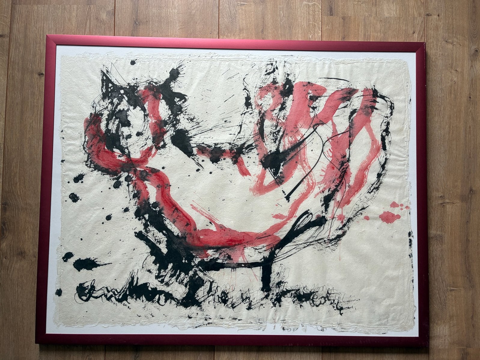 Schilderij Anton Heyboer - Abstracte Kip, Antiek en Kunst, Ophalen, Abstract, Papier/karton, Ingelijst