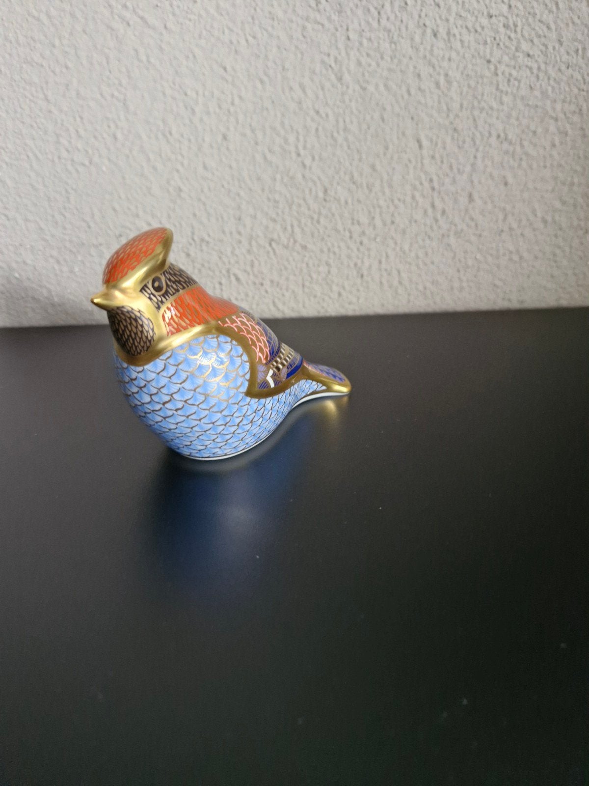 Royal Crown Derby Paperweight Vogel Blauw Rood Goud, Ophalen of Verzenden