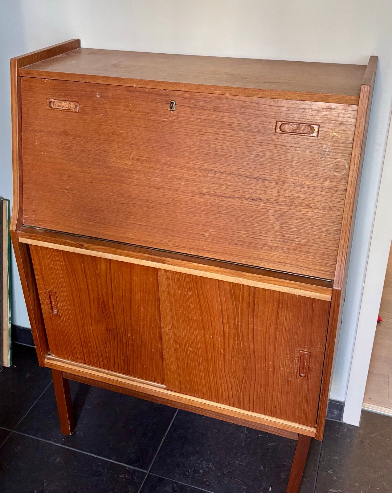 Deens vintage secretaire - Teak houten bureau, Ophalen, Gebruikt