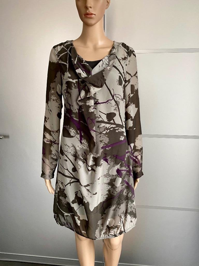 F1068 Sandwich maat 36=S jurk jurkje tuniek grijs blouse, Kleding | Dames, Ophalen of Verzenden, Zo goed als nieuw, Knielengte