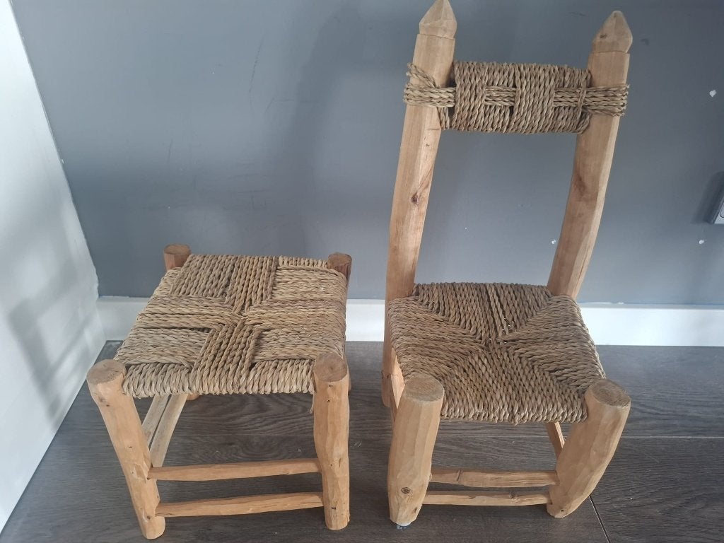 Klein rotan krukje / stoeltje – 50 cm hoog, Ophalen, Zo goed als nieuw, Hout