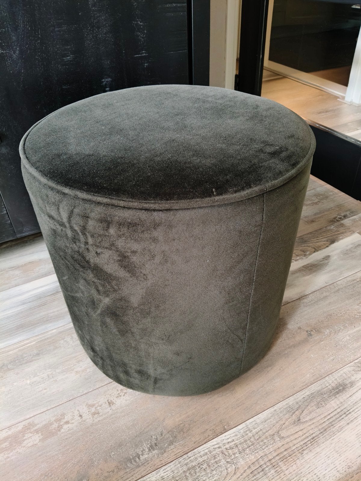 Woood hocker poef groen z.g.a.n., Huis en Inrichting, Banken | Voetenbanken en Poefen, Ophalen, Minder dan 50 cm, Rond, Minder dan 50 cm