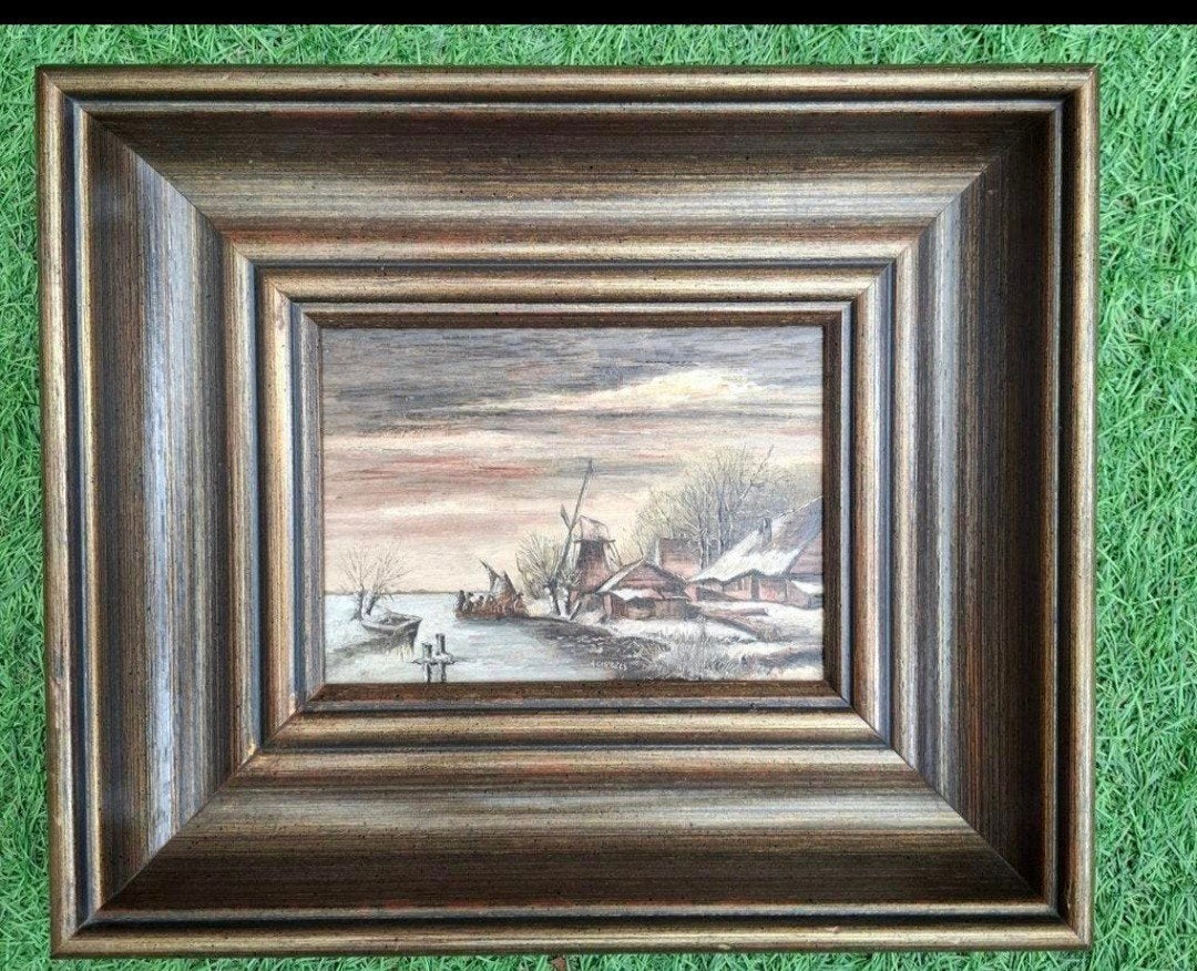 Prachtig olieverfschilderij op paneel van A. Giebels,, Ophalen of Verzenden