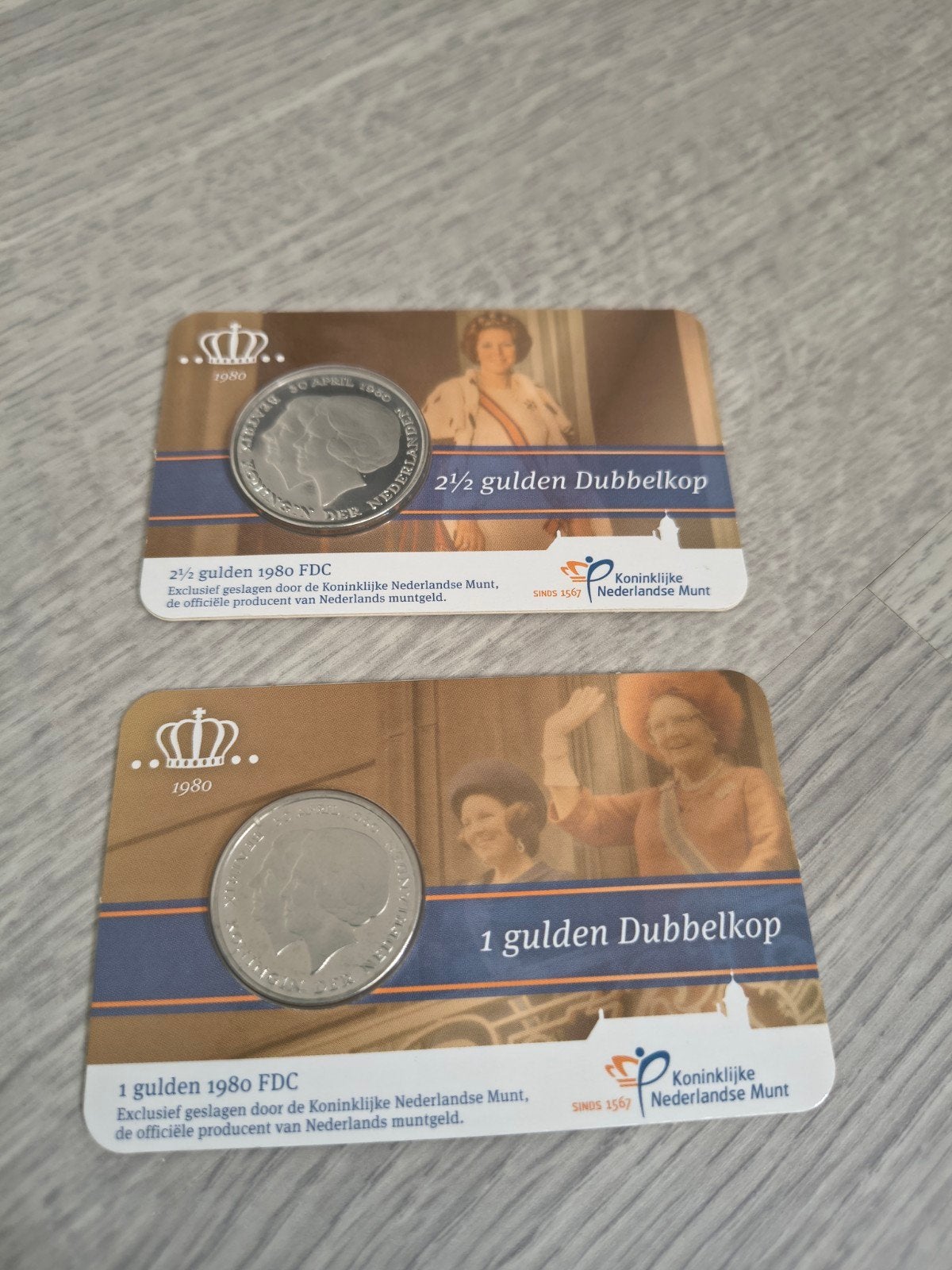 Set van 2½ en 1 gulden Dubbelkop 1980 FDC coincard, Ophalen of Verzenden, Koningin Beatrix, Overige waardes, Setje