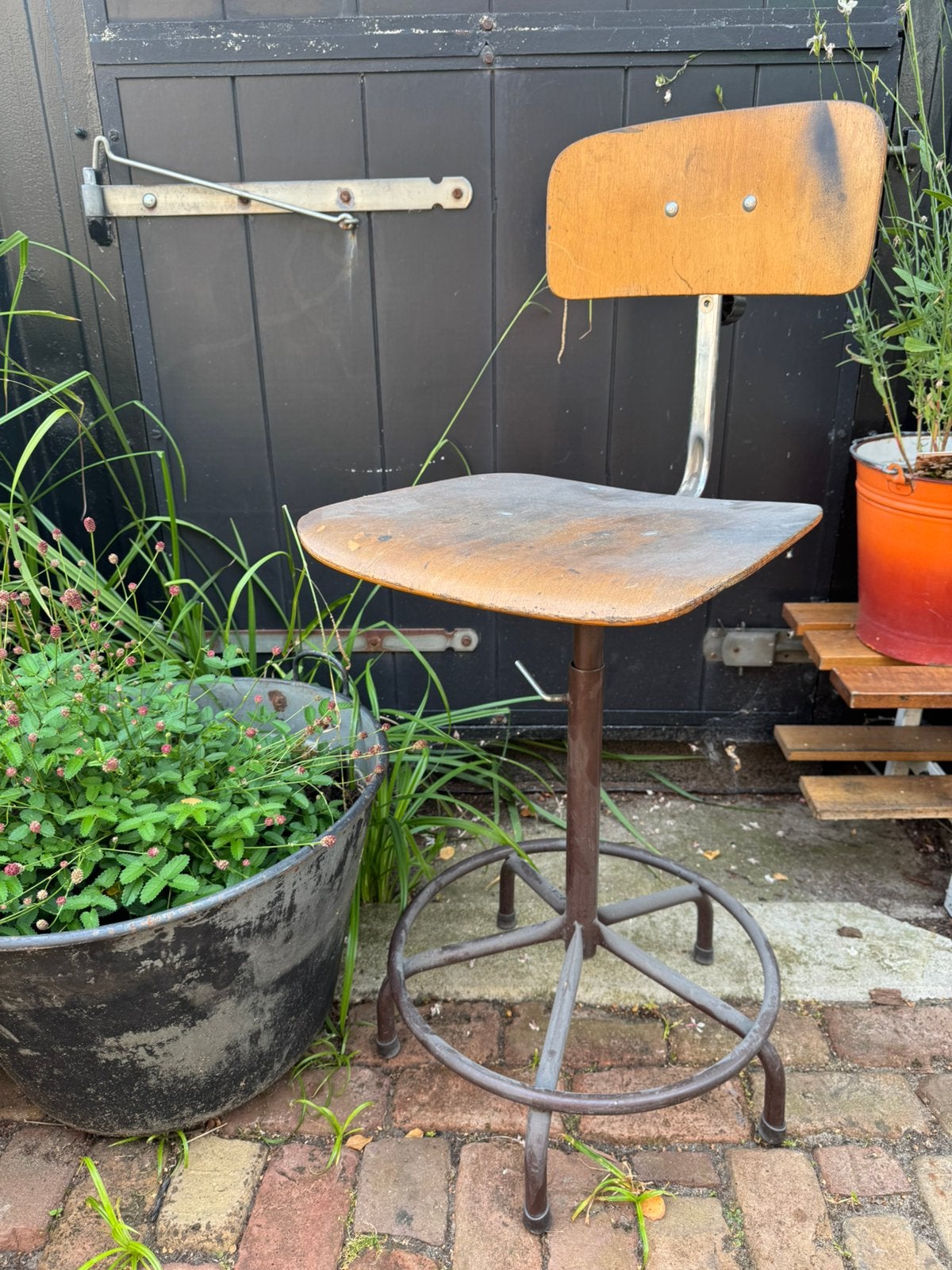 Vintage verstelbare kruk werkkruk, Ophalen