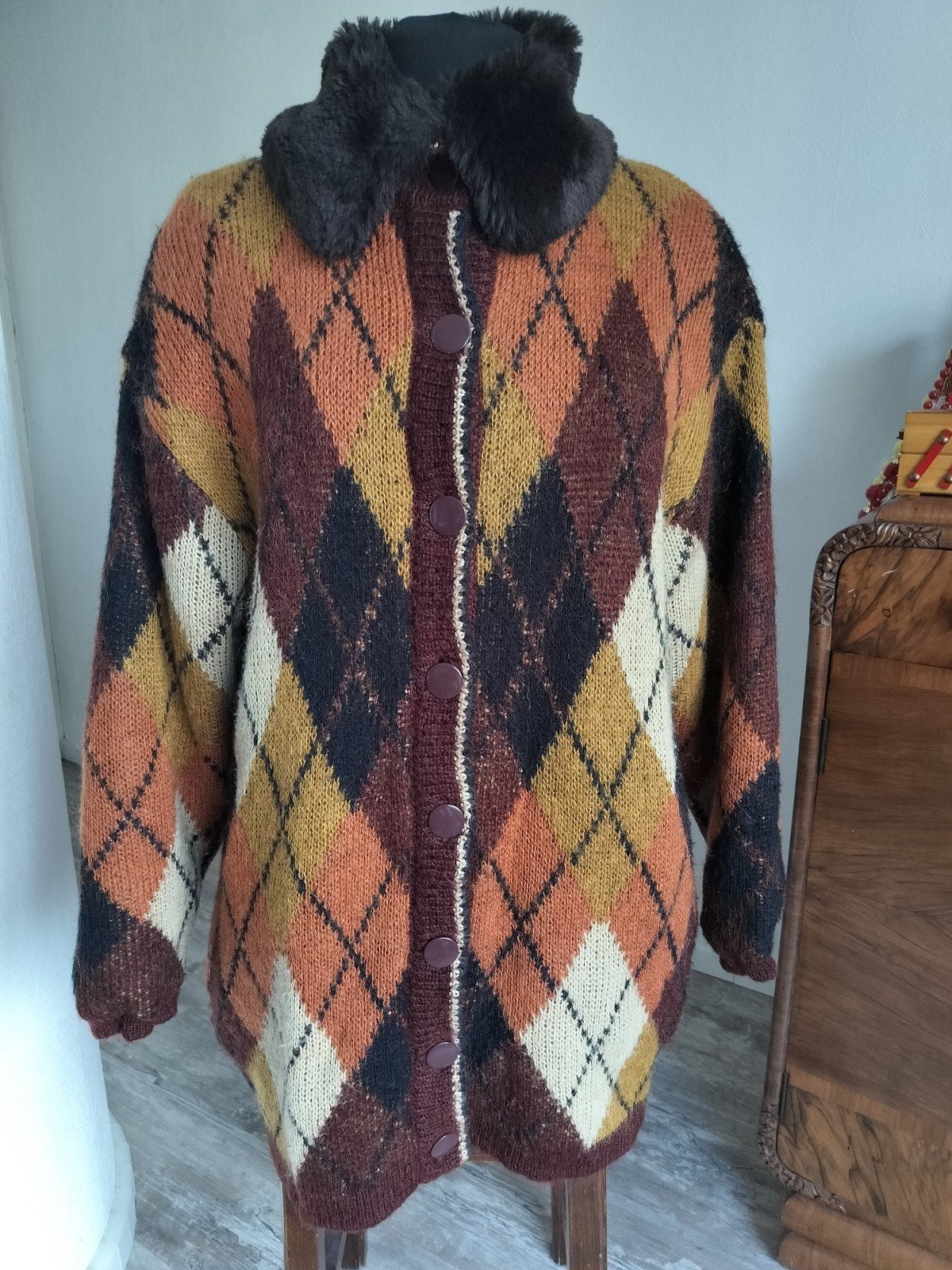 Vintage mohair vest/jasje met afneembare bonte kraag, Kleding | Dames, Ophalen of Verzenden, Zo goed als nieuw