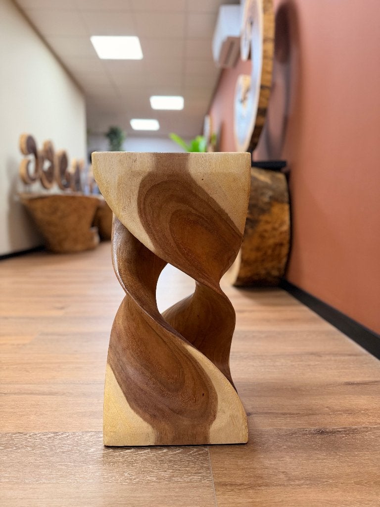 Handgemaakte Acacia hardhouten kruk uit Thailand, Ophalen, Houtsnijwerk, 20 - 50 cm, Bruin
