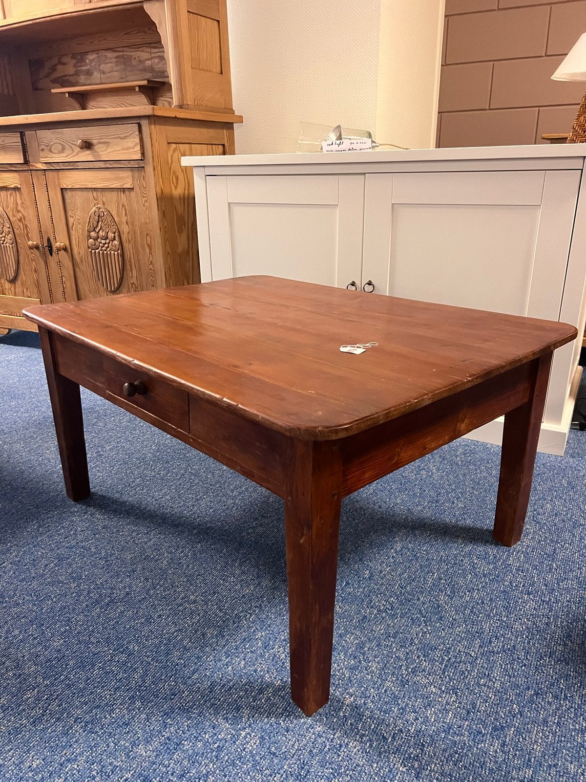 Grenenhouten Salontafel met Lade - Mahonie Kleur, Huis en Inrichting, Ophalen, Nieuw