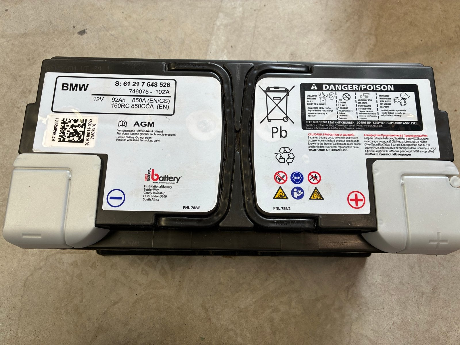 Originele BMW AGM accu 92Ah 850A (EN/GS), Auto-onderdelen, Ophalen, Gebruikt, BMW
