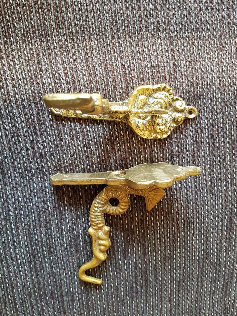 2 koperen wandhaken draak ophang haken haken draak, Antiek en Kunst, Ophalen of Verzenden, Koper