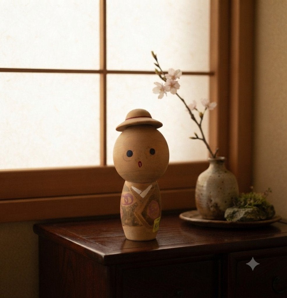 Schattige kokeshi, Hout, Verzenden, 9 cm, Japan