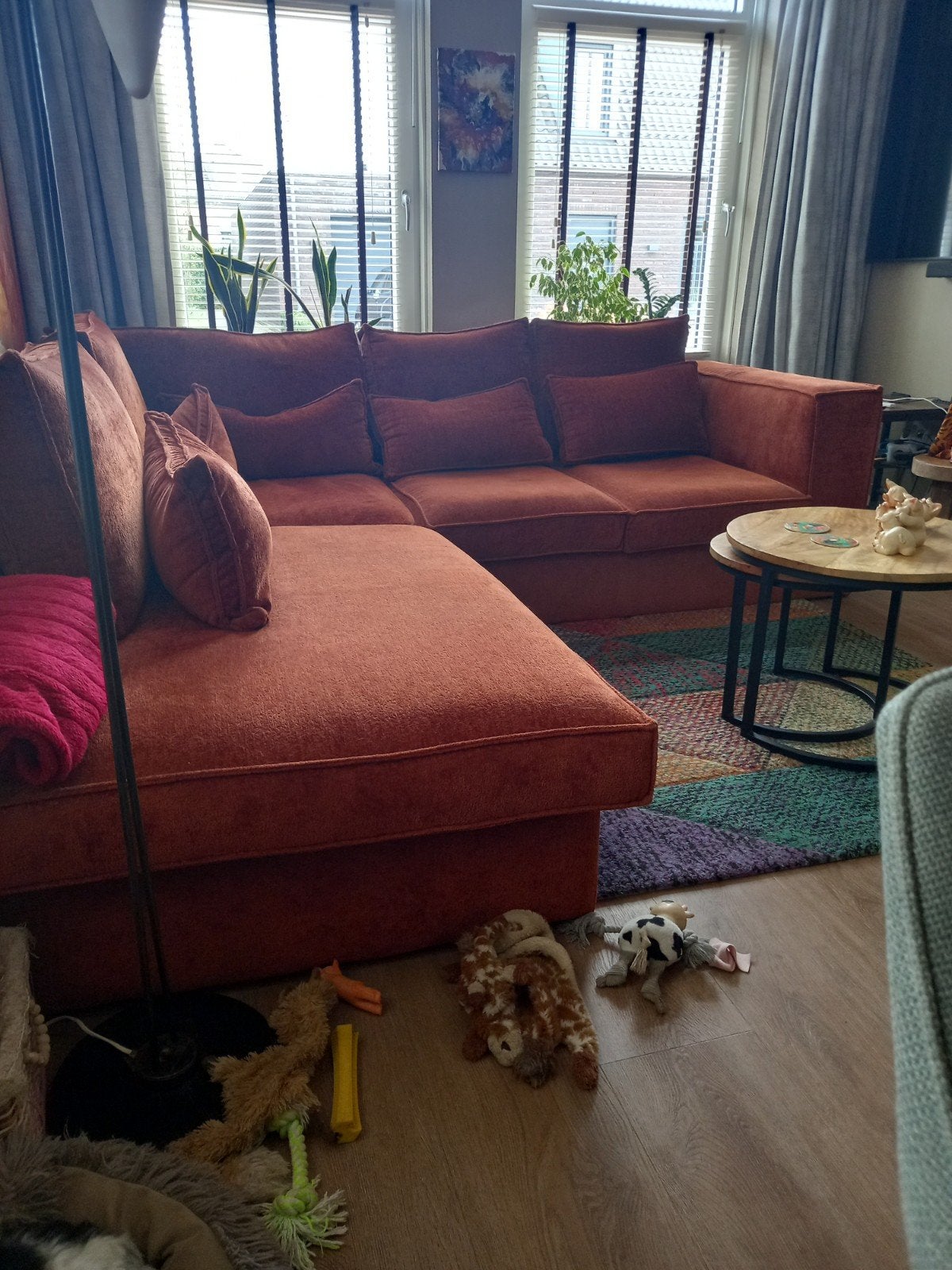 Hoekbank 248 bij 265. 110 / 115 diep, Ophalen, Modern, Comfortabel, Gebruikt, Hoekbank